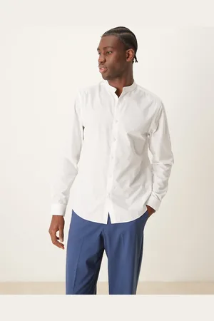 New Look Long sleeve grandad shirt in
