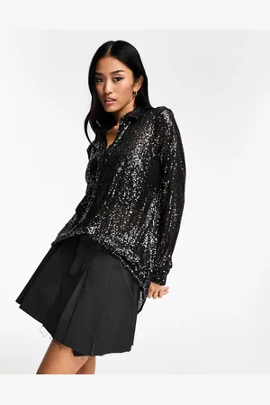 New Look Sequin button through shirt in