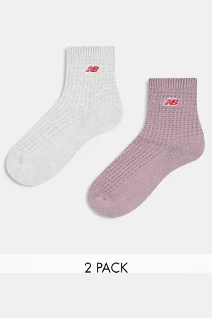 New Balance Waffle mid sock 2 pack in grey and purple