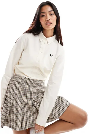 Fred Perry Woven long sleeve shirt in off