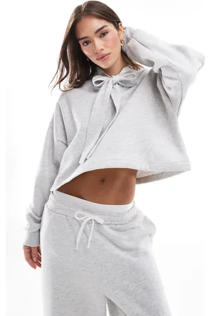 ASOS Oversized pussybow detail sweatshirt in marl