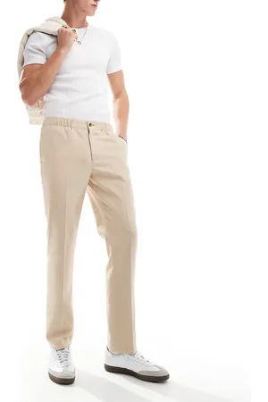ASOS Wedding slim pull on suit trouser in camel micro texture