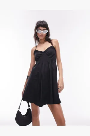 Topshop Strappy ruched waist mini flippy dress in