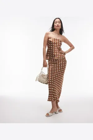 Topshop Co-ord satin maxi skirt in and ivory spot