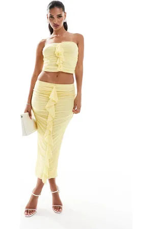 In The Style Exclusive ruffle detail maxi skirt co-ord in