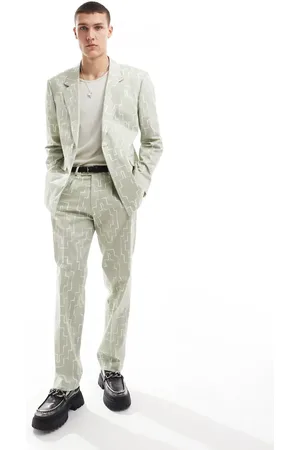 Viggo Oversized suit trousers with print in sage