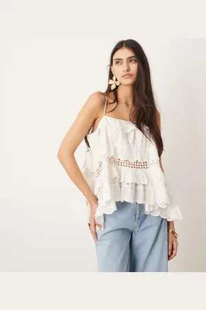 ASOS Super full broderie cami top in white