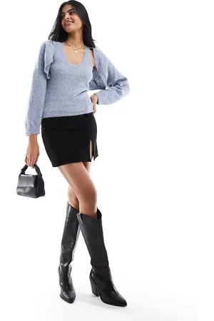 Pull&Bear Knitted shrug top co-ord in blue