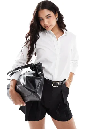 Stradivarius Pearl trim shirt in