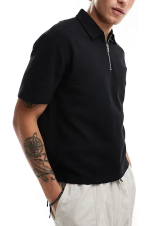 ASOS Relaxed boxy zip polo in