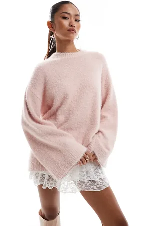 Pretty Lavish Fluffy yarn jumper in light