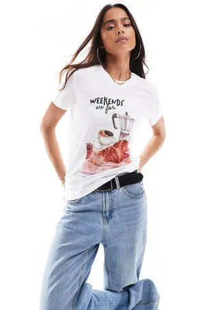 ONLY Embroidered t-shirt with brunch print in