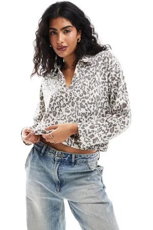 ASOS Soft polo top in leopard print