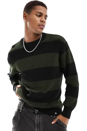 Pull&Bear Stripe knit jumper in dark
