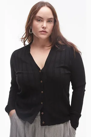 MANGO Curve ribbed button down cardigan in