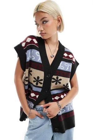 Daisy Street Vintage intarsia oversized vest
