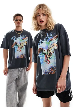 ASOS Unisex oversized license t-shirt with Fender Guitar graphic prints in washed