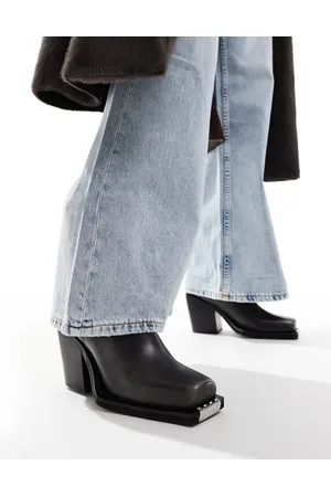 ASOS Relax leather toe-clip western boots in burnish