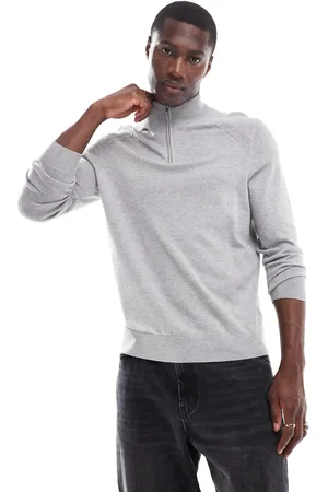 River Island Quarter zip jumper in marl