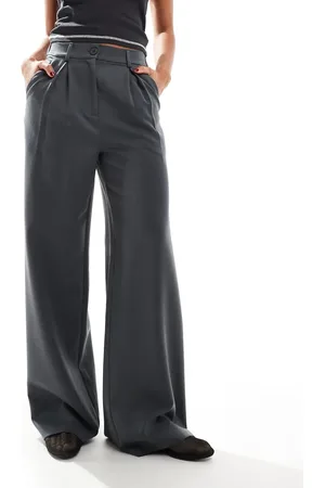 Reclaimed Wide leg smart trouser in charcoal