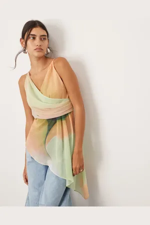 ASOS Wrap front cami top with asymmetric hem in ombre print