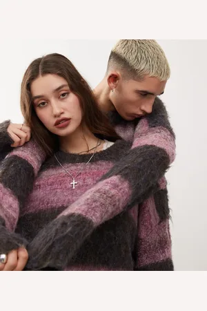 Reclaimed Unisex oversized jumper in mixed twist stripe