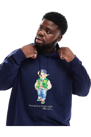 Ralph Lauren Big & Tall varsity football bear print hoodie in