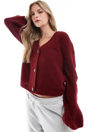 Brave Soul Button up cardigan in burgundy