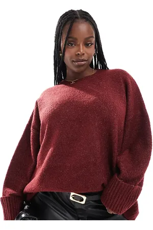 Pretty Lavish Oversized borg jumper in burgundy