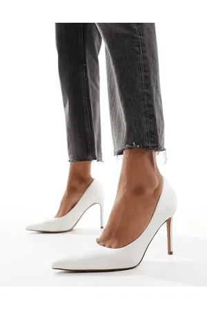 ASOS Paphos pointed high heeled court shoes in ivory satin