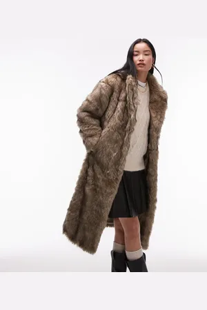 Topshop Faux fur long coat in
