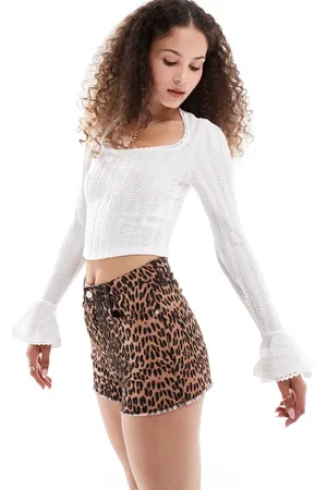 Motel Miley flute sleeve long sleeve top in ivory
