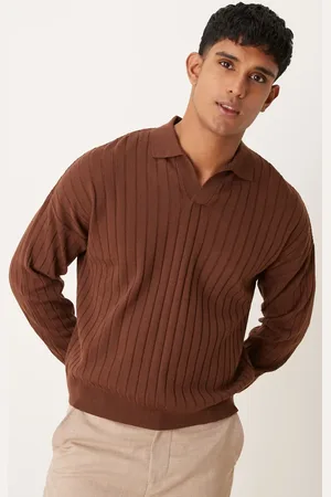 ASOS Relaxed knitted boxy fit long sleeve ribbed notch neck polo in