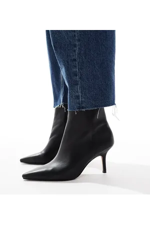 ASOS Replay leather pointed toe mid-heel boots in