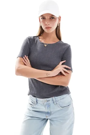 Brave Soul Ribbed t-shirt in charcoal