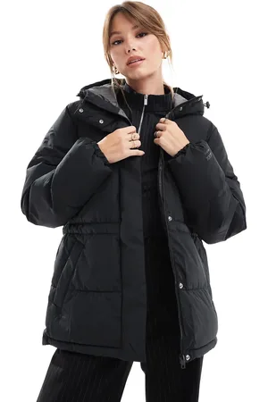 JJXX Drawstring hooded puffer jacket in