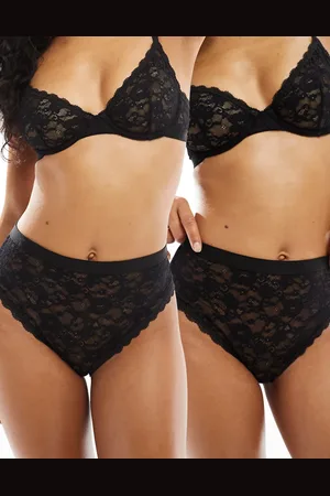 ASOS Lila 2 pack lace high waist brief with waistband in
