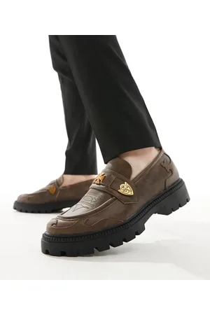 ASOS Tan leather loafers with western details