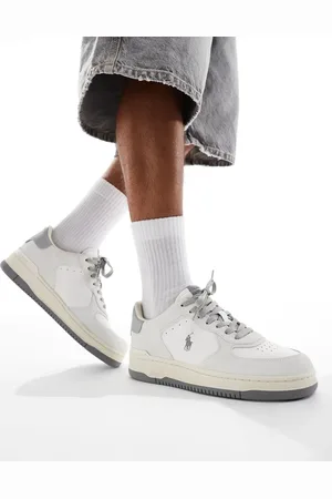 Ralph Lauren Masters Court suede mix trainer in and grey