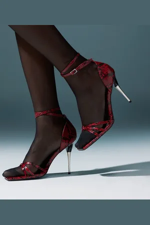 ASOS Nitrogen metal heel heeled sandals in snake