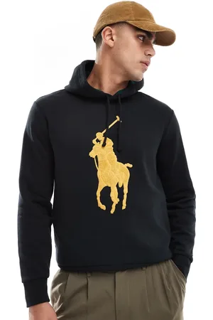 Ralph Lauren Large gold player fleece hoodie in