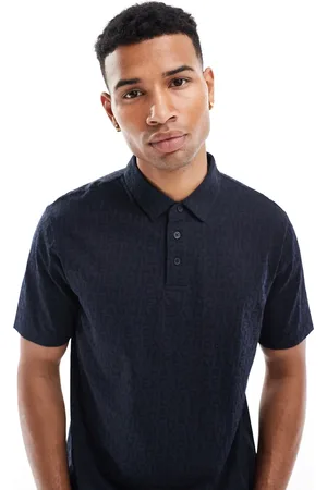Armani Exchange Polo with tonal all over lettering print in