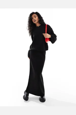 ASOS Knitted maxi skirt co ord in black