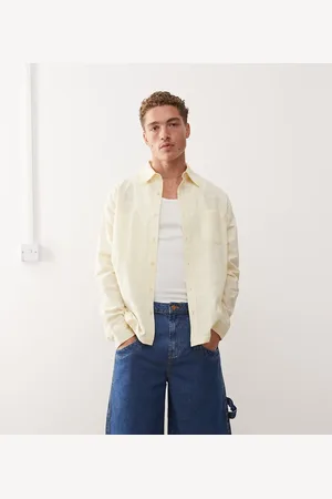 Reclaimed Sheer embroidered shirt in yelllow