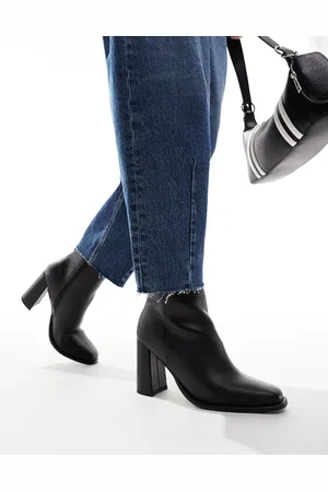 London Rebel Maddie block heel ankle boot in