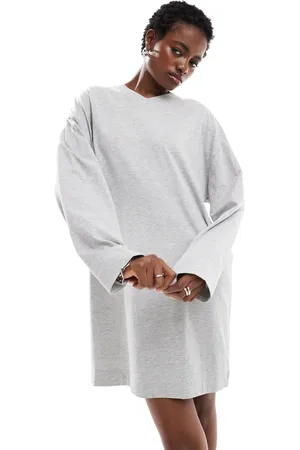 COLLUSION Long sleeve v-neck t-shirt dress in marl