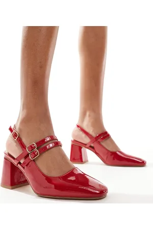 London Rebel London Rebel Talia wide fit slingback mid block heel in