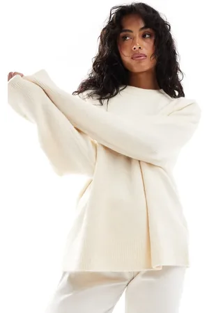 Stradivarius Soft touch round neck jumper in ecru