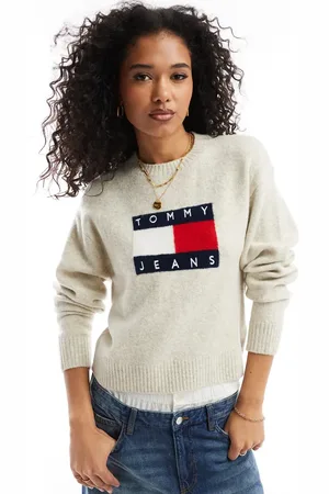 Tommy Hilfiger Flag jumper in off melange