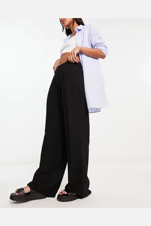 ASOS Wide leg dad trousers with linen in